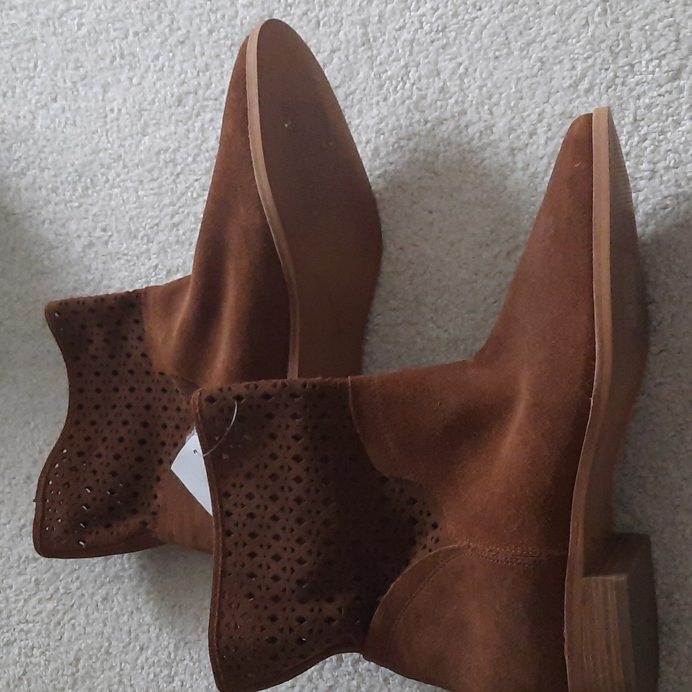MICHAEL Michael Kors Brown Suede Ankle Boots with Woven Detail